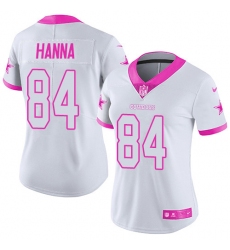 Women's Nike Dallas Cowboys #84 James Hanna Limited White/Pink Rush Fashion NFL Jersey