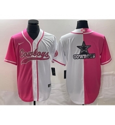Men's Nike Dallas Nike Cowboys Pink White Split Team Big Logo Cool Base Stitched Baseball Jersey
