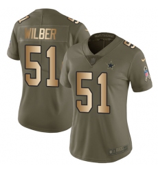 Women's Nike Dallas Cowboys #51 Kyle Wilber Limited Olive/Gold 2017 Salute to Service NFL Jersey