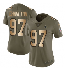Women's Nike Dallas Cowboys #97 Taco Charlton Limited Olive/Gold 2017 Salute to Service NFL Jersey