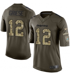 Youth Nike Miami Dolphins #12 Bob Griese Elite Green Salute to Service NFL Jersey
