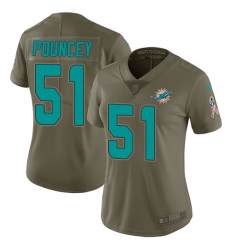 Women's Nike Miami Dolphins #51 Mike Pouncey Limited Olive 2017 Salute to Service NFL Jersey