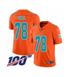 Men's Miami Dolphins #78 Laremy Tunsil Limited Orange Inverted Legend 100th Season Football Jersey