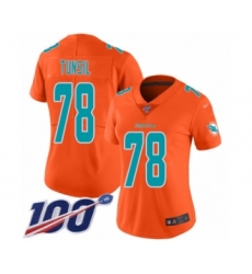 Women's Miami Dolphins #78 Laremy Tunsil Limited Orange Inverted Legend 100th Season Football Jersey