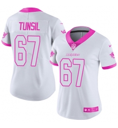 Women's Nike Miami Dolphins #67 Laremy Tunsil Limited White/Pink Rush Fashion NFL Jersey