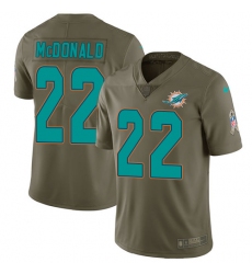 Men's Nike Miami Dolphins #22 T.J. McDonald Limited Olive 2017 Salute to Service NFL Jersey