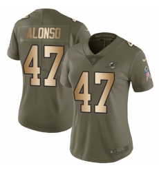Women's Nike Miami Dolphins #47 Kiko Alonso Limited Olive/Gold 2017 Salute to Service NFL Jersey