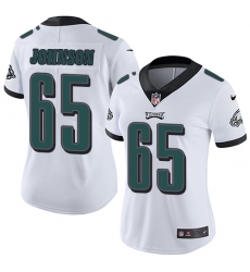 Women's Nike Philadelphia Eagles #65 Lane Johnson White Vapor Untouchable Limited Player NFL Jersey