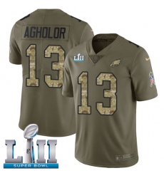 Youth Nike Philadelphia Eagles #13 Nelson Agholor Limited Olive/Camo 2017 Salute to Service Super Bowl LII NFL Jersey