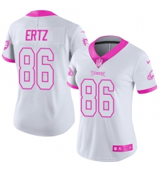 Women's Nike Philadelphia Eagles #86 Zach Ertz Limited White/Pink Rush Fashion NFL Jersey