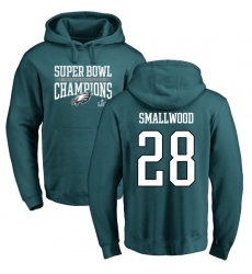 Nike Philadelphia Eagles #28 Wendell Smallwood Green Super Bowl LII Champions Pullover Hoodie