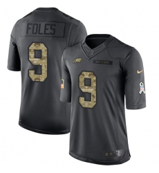 Youth Nike Philadelphia Eagles #9 Nick Foles Limited Black 2016 Salute to Service NFL Jersey