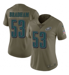 Women's Nike Philadelphia Eagles #53 Nigel Bradham Limited Olive 2017 Salute to Service NFL Jersey