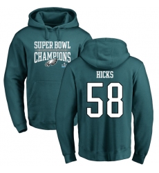 Nike Philadelphia Eagles #58 Jordan Hicks Green Super Bowl LII Champions Pullover Hoodie