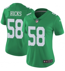 Women's Nike Philadelphia Eagles #58 Jordan Hicks Limited Green Rush Vapor Untouchable NFL Jersey