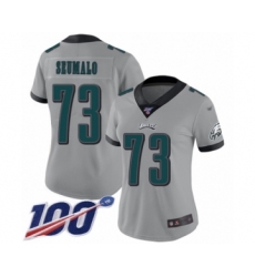 Women's Philadelphia Eagles #73 Isaac Seumalo Limited Silver Inverted Legend 100th Season Football Jersey