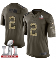 Youth Nike Atlanta Falcons #2 Matt Ryan Limited Green Salute to Service Super Bowl LI 51 NFL Jersey