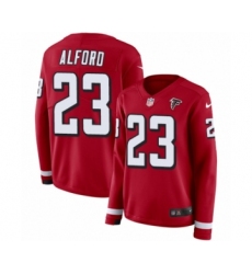 Women's Nike Atlanta Falcons #23 Robert Alford Limited Red Therma Long Sleeve NFL Jersey