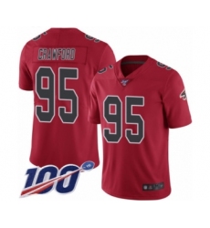 Men's Atlanta Falcons #95 Jack Crawford Limited Red Rush Vapor Untouchable 100th Season Football Jersey