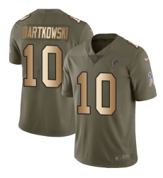 Men's Nike Atlanta Falcons #10 Steve Bartkowski Limited Olive/Gold 2017 Salute to Service NFL Jersey