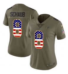 Women's Nike Atlanta Falcons #8 Matt Schaub Limited Olive/USA Flag 2017 Salute to Service NFL Jersey