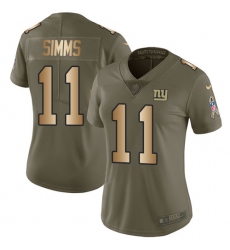 Women's Nike New York Giants #11 Phil Simms Limited Olive/Gold 2017 Salute to Service NFL Jersey