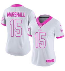 Women's Nike New York Giants #15 Brandon Marshall Limited White/Pink Rush Fashion NFL Jersey