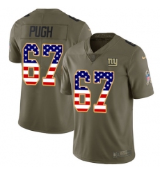 Men's Nike New York Giants #67 Justin Pugh Limited Olive/USA Flag 2017 Salute to Service NFL Jersey
