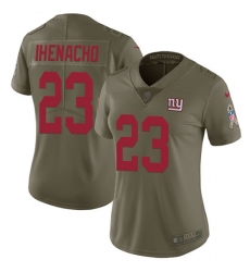 Women's Nike New York Giants #23 Duke Ihenacho Limited Olive 2017 Salute to Service NFL Jersey