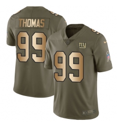 Men's Nike New York Giants #99 Robert Thomas Limited Olive/Gold 2017 Salute to Service NFL Jersey
