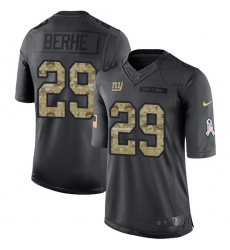 Men's Nike New York Giants #29 Nat Berhe Limited Black 2016 Salute to Service NFL Jersey