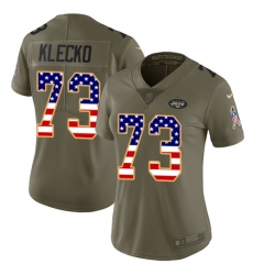 Women's Nike New York Jets #73 Joe Klecko Limited Olive/USA Flag 2017 Salute to Service NFL Jersey
