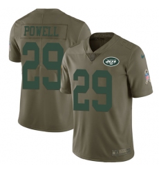 Men's Nike New York Jets #29 Bilal Powell Limited Olive 2017 Salute to Service NFL Jersey