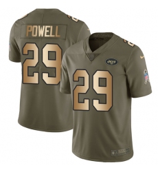 Youth Nike New York Jets #29 Bilal Powell Limited Olive/Gold 2017 Salute to Service NFL Jersey