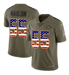 Men's Nike New York Jets #55 Lorenzo Mauldin Limited Olive/USA Flag 2017 Salute to Service NFL Jersey