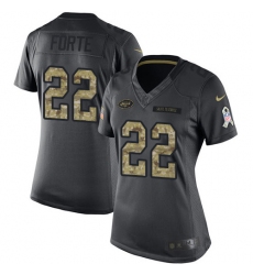 Women's Nike New York Jets #22 Matt Forte Limited Black 2016 Salute to Service NFL Jersey
