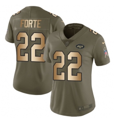 Women's Nike New York Jets #22 Matt Forte Limited Olive/Gold 2017 Salute to Service NFL Jersey