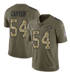 Men's Nike New York Jets #54 Bruce Carter Limited Olive/Camo 2017 Salute to Service NFL Jersey