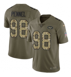Youth Nike New York Jets #98 Mike Pennel Limited Olive/Camo 2017 Salute to Service NFL Jersey