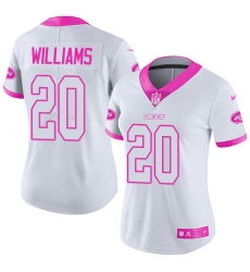 Women's Nike New York Jets #20 Marcus Williams Limited White/Pink Rush Fashion NFL Jersey