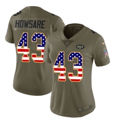 Women's Nike New York Jets #43 Julian Howsare Limited Olive/USA Flag 2017 Salute to Service NFL Jersey