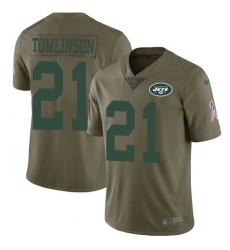 Men's Nike New York Jets #21 LaDainian Tomlinson Limited Olive 2017 Salute to Service NFL Jersey