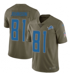 Youth Nike Detroit Lions #81 Calvin Johnson Limited Olive 2017 Salute to Service NFL Jersey