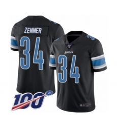 Men's Detroit Lions #34 Zach Zenner Limited Black Rush Vapor Untouchable 100th Season Football Jersey