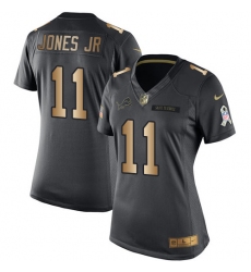 Women's Nike Detroit Lions #11 Marvin Jones Jr Limited Black/Gold Salute to Service NFL Jersey
