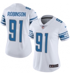 Women's Nike Detroit Lions #91 A'Shawn Robinson Limited White Vapor Untouchable NFL Jersey