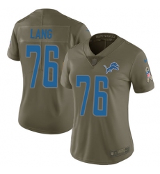 Women's Nike Detroit Lions #76 T.J. Lang Limited Olive 2017 Salute to Service NFL Jersey