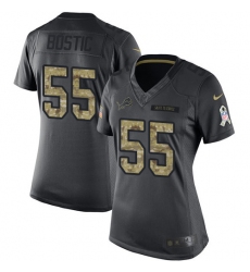 Women's Nike Detroit Lions #55 Jon Bostic Limited Black 2016 Salute to Service NFL Jersey