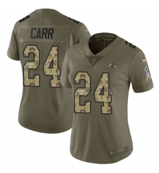 Women's Nike Baltimore Ravens #24 Brandon Carr Limited Olive/Camo Salute to Service NFL Jersey