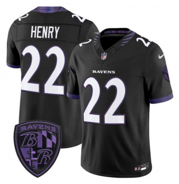 Men's Baltimore Ravens #22 Derrick Henry Black 2026 F.U.S.E. Alternate Vapor Limited Football Stitched Jersey